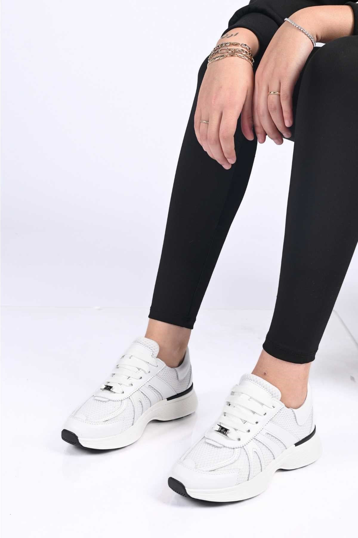 Bestello Lace-Up Thermo Sole Textile Genuine Leather Sneakers 338-7106 Women's Shoes