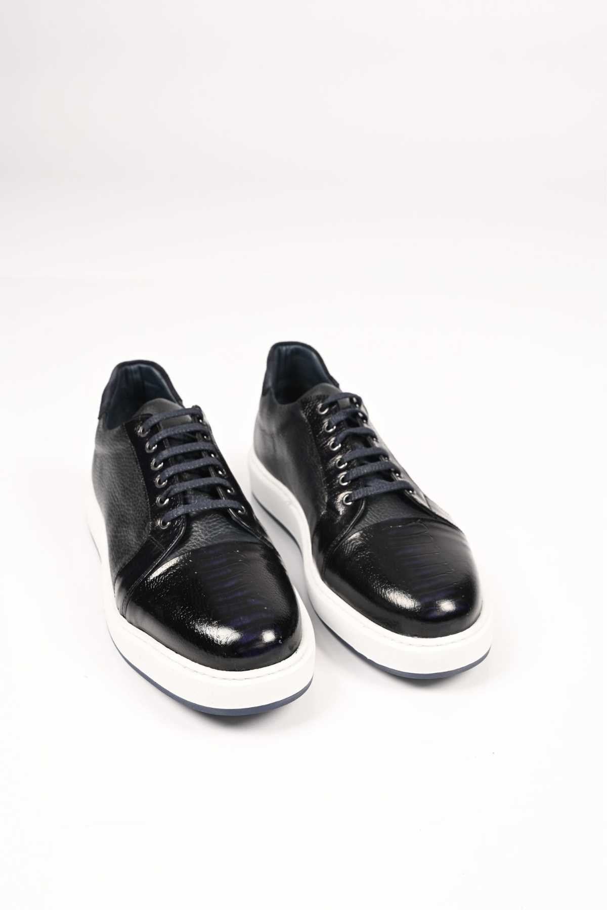 Bestello Lace-Up Genuine Leather Sneakers with EVA Sole 172-64340 Men's Shoes