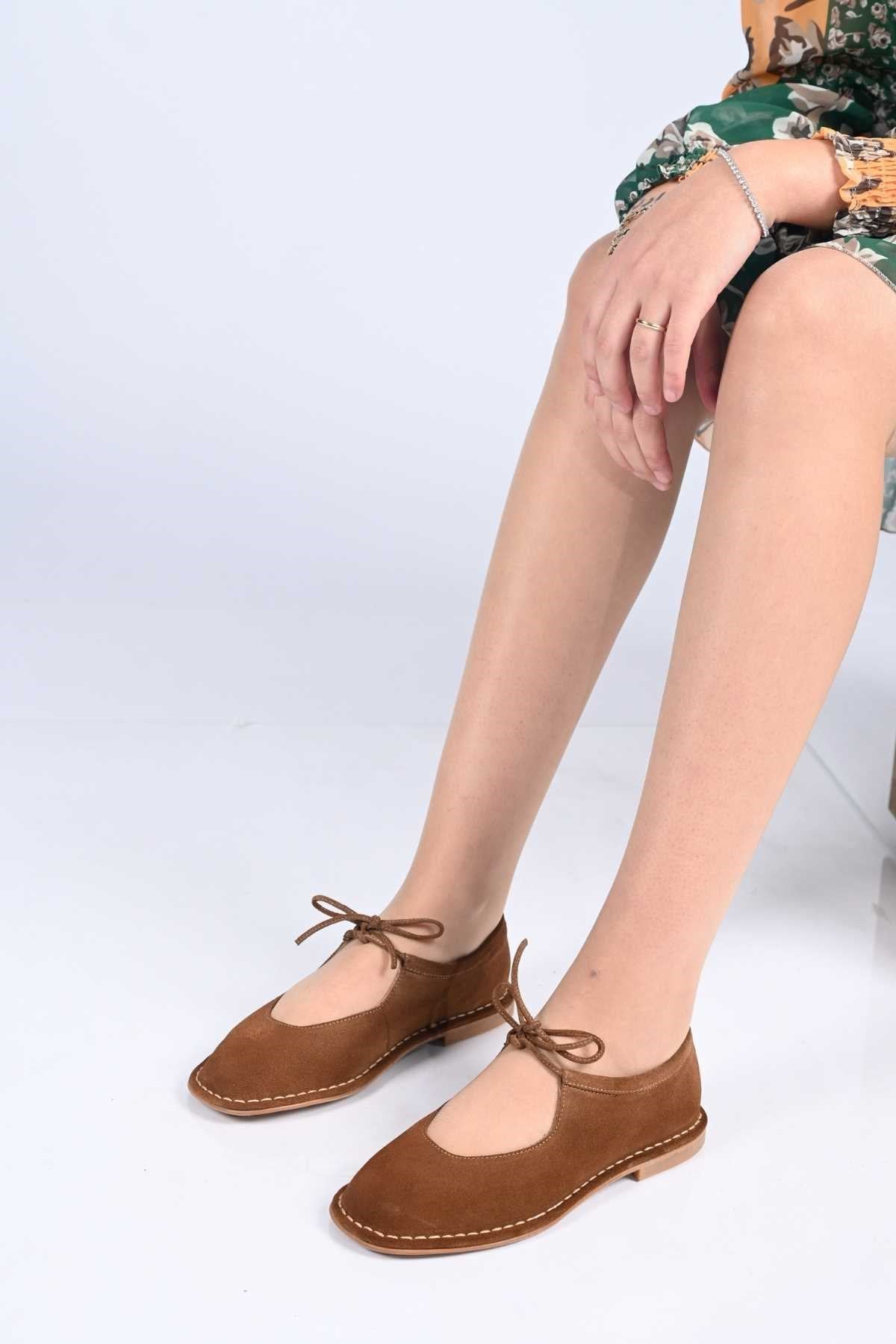 Bestello Lace-Up Genuine Leather Ballet Flats with Thermo Sole 332-25520 Women's Shoes
