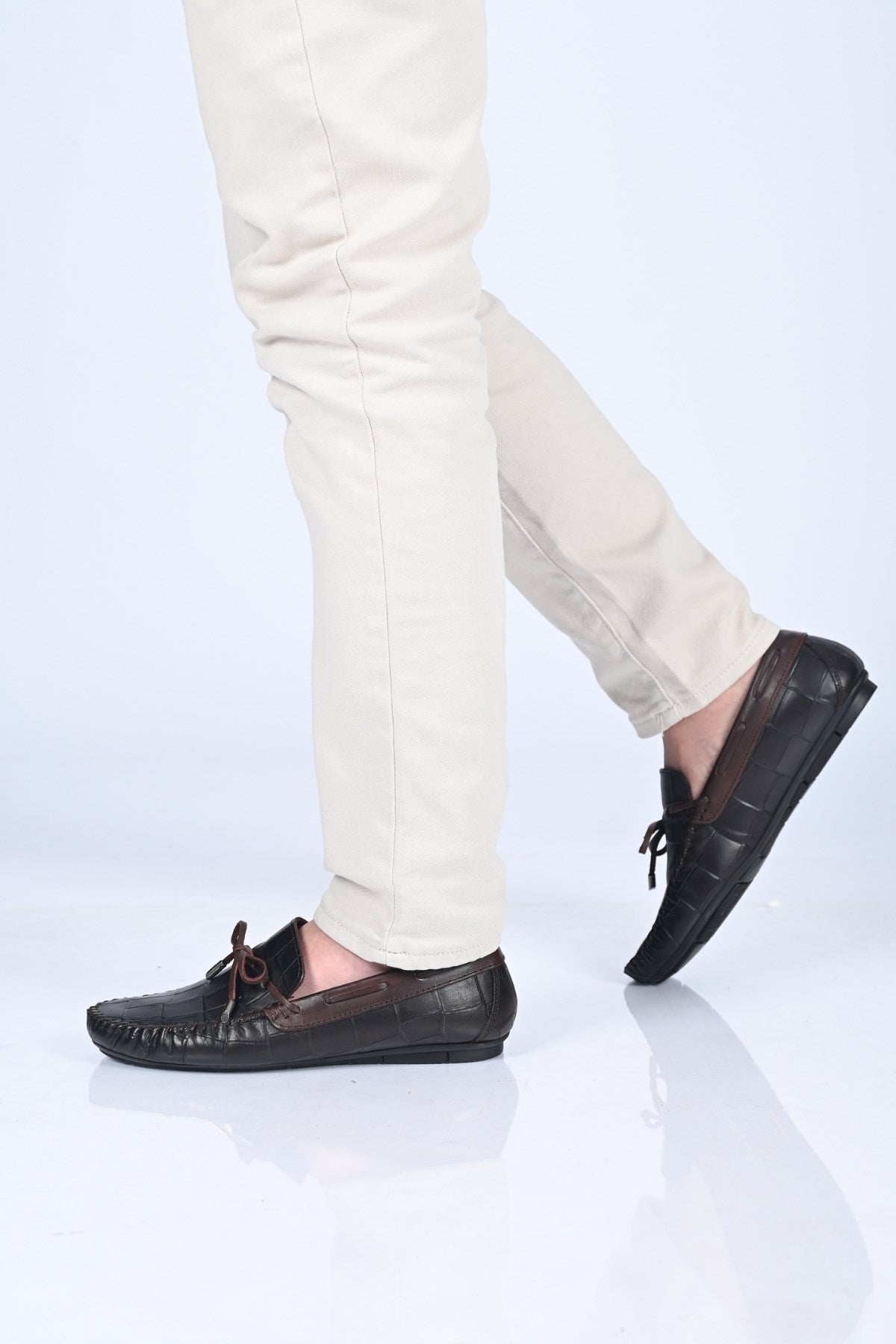 Bestello Slip-On Loafers with Bow, Genuine Leather, Polyurethane Sole, Model 028-2068-26Y Men's Shoes
