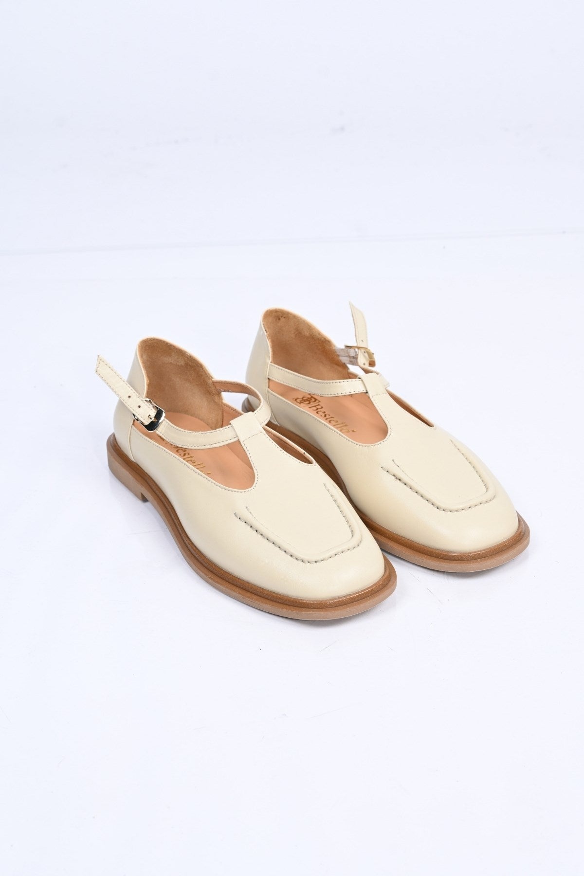 Bestello Women's Genuine Leather Everyday Slip-On Shoes with Belt Buckle Detail and Jurdan Sole 332-26121