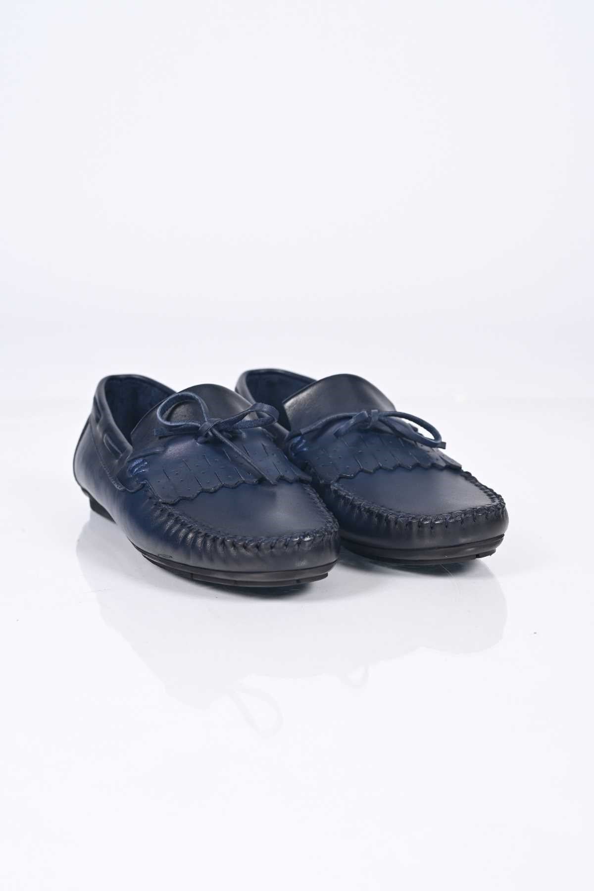 Bestello Slip-On Loafers with Bow, Genuine Leather, Polyurethane Sole, Model 028-2060-26Y Men's Shoes