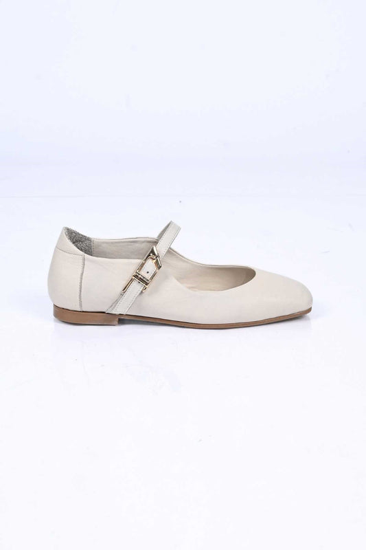 Bestello Slip-On Genuine Leather Ballet Flats with Buckle Strap and Neolite Sole 342-050 Women's Ballet Flats