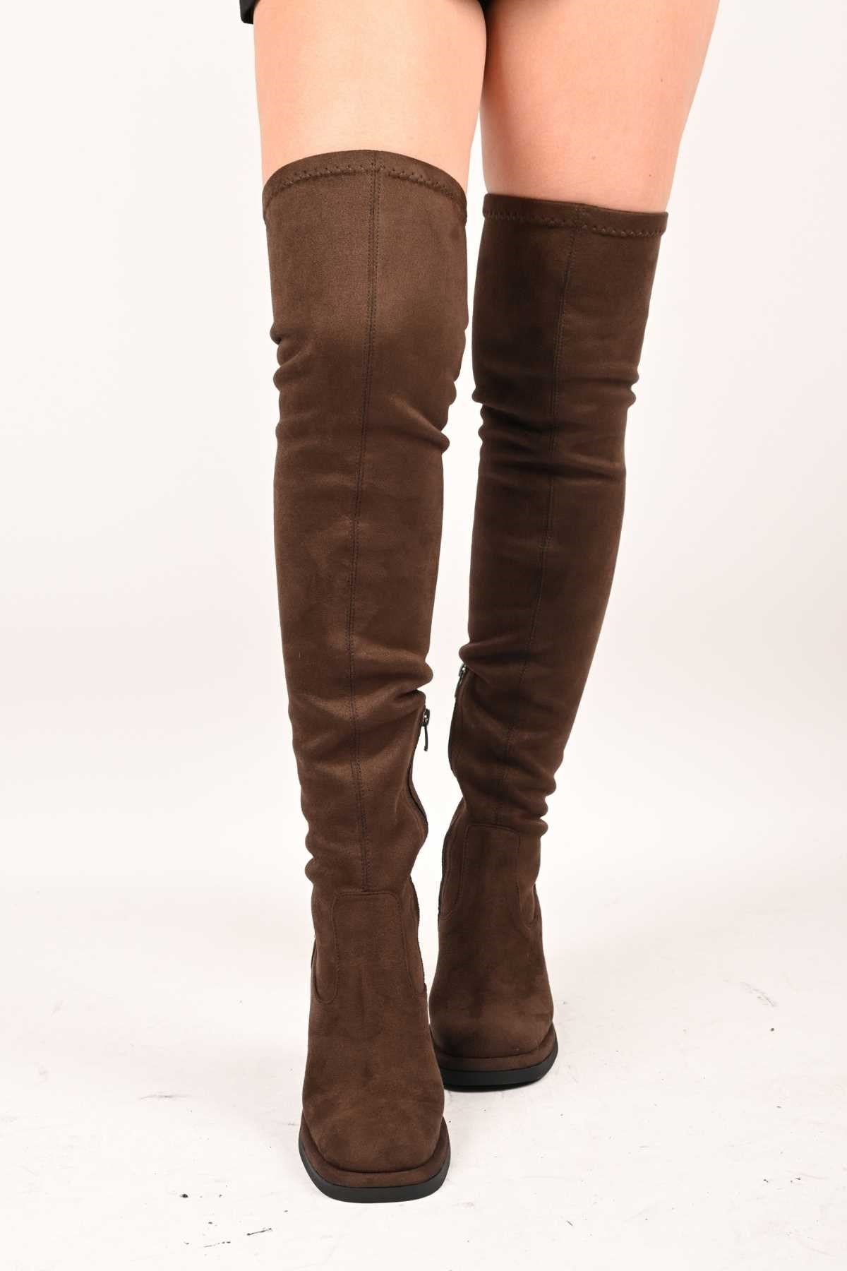 Bestello Slip-On Stretch Detail Genuine Leather Boots with Thermo Sole 336-1236 Women's Boots