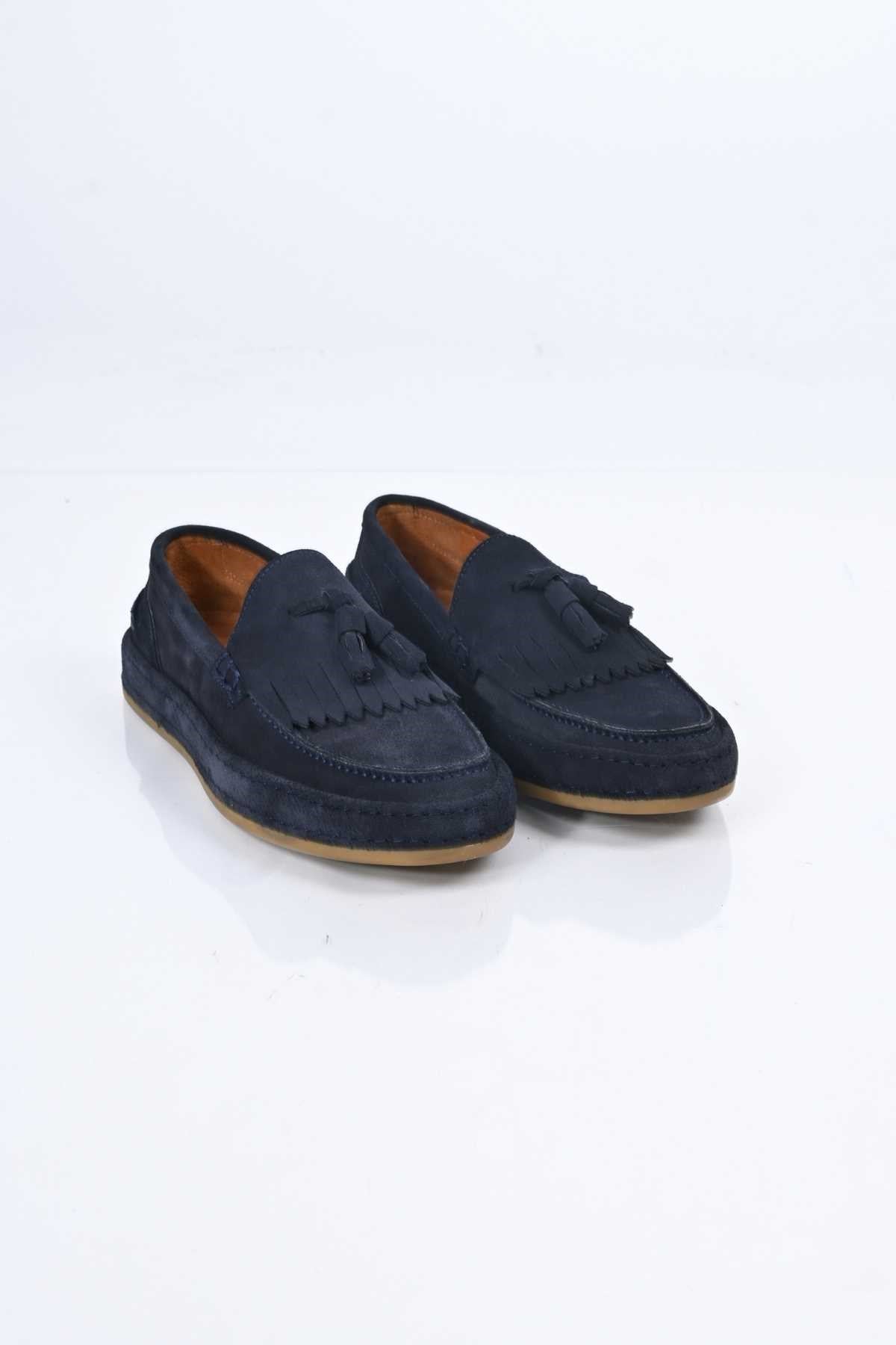Bestello Laceless Tassel Genuine Leather Loafer with Rubber Sole 174-302 Men's Shoes