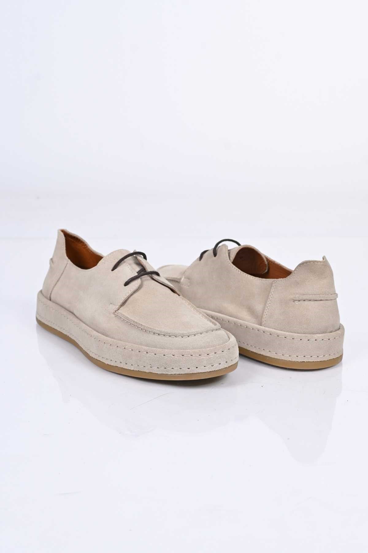 Bestello Lace-Up Genuine Leather Loafers with Rubber Sole 174-1875 Men's Shoes