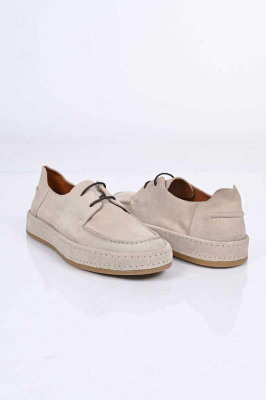 Bestello Lace-Up Genuine Leather Loafers with Rubber Sole 174-1875 Men's Shoes