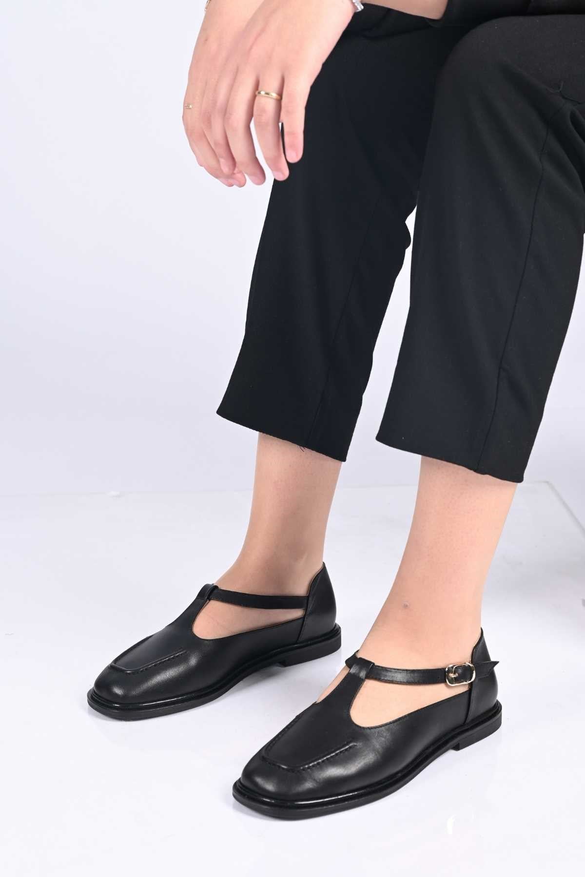 Bestello Women's Genuine Leather Everyday Slip-On Shoes with Belt Buckle Detail and Jurdan Sole 332-26121