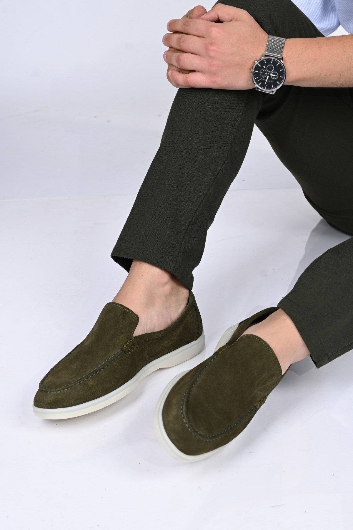 Bestello Slip-On Genuine Leather Loafers with Rubber Sole 028-2000 Men's Shoes