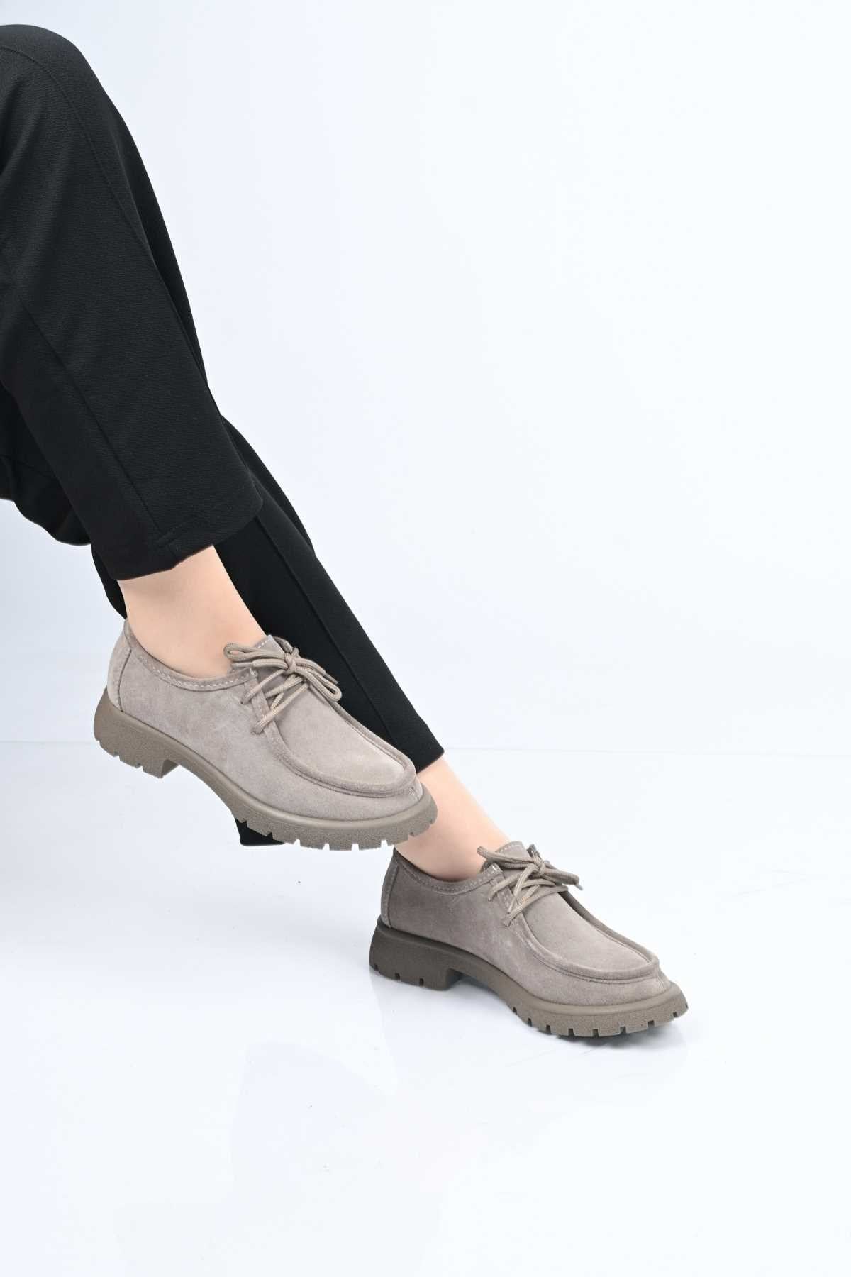 Bestello Lace-Up Genuine Leather Loafers with Thermo Sole 345-4247 Women's Shoes