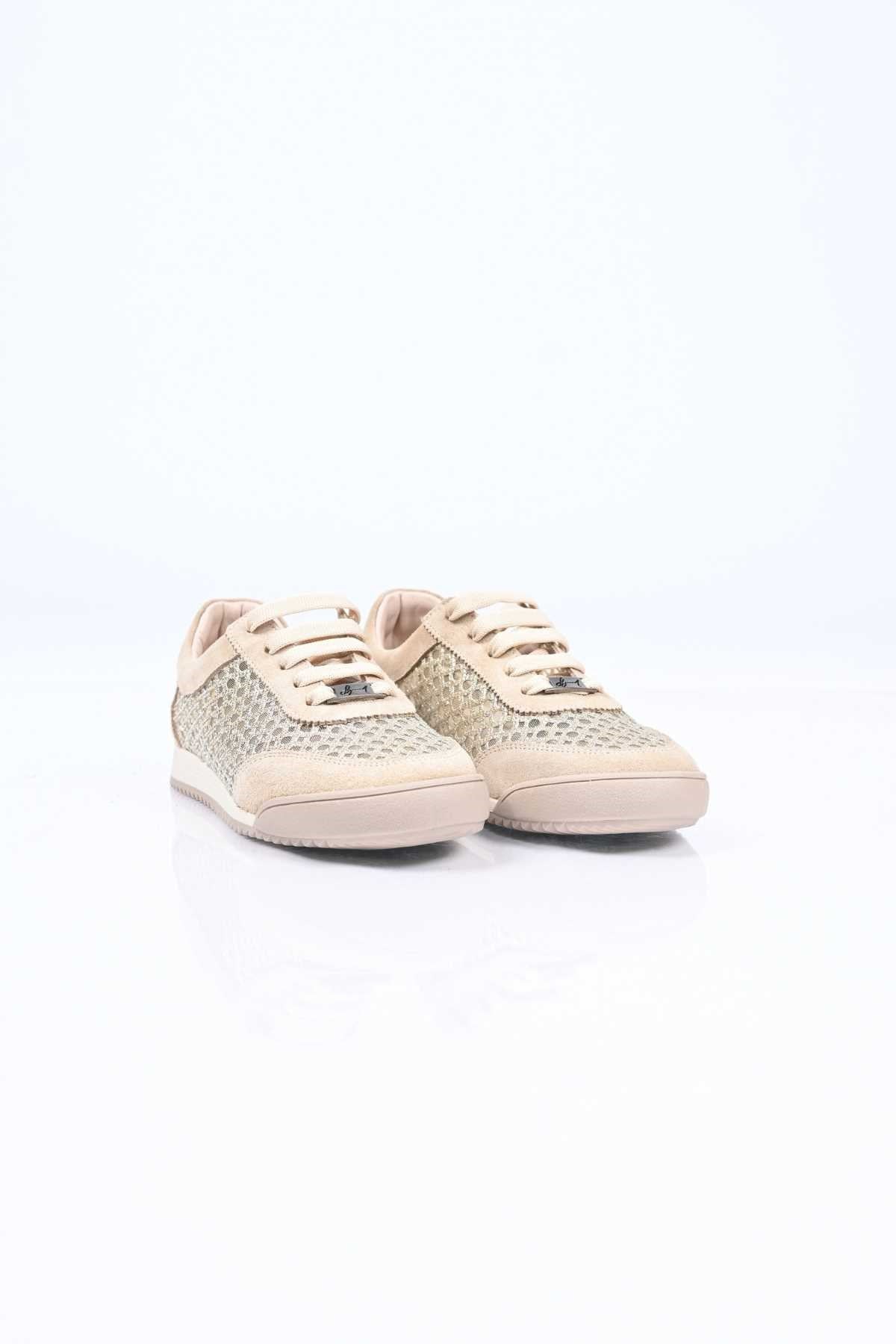Bestello Lace-Up Mesh Thermo Sole Genuine Leather Sneakers 338-7091 Women's Shoes