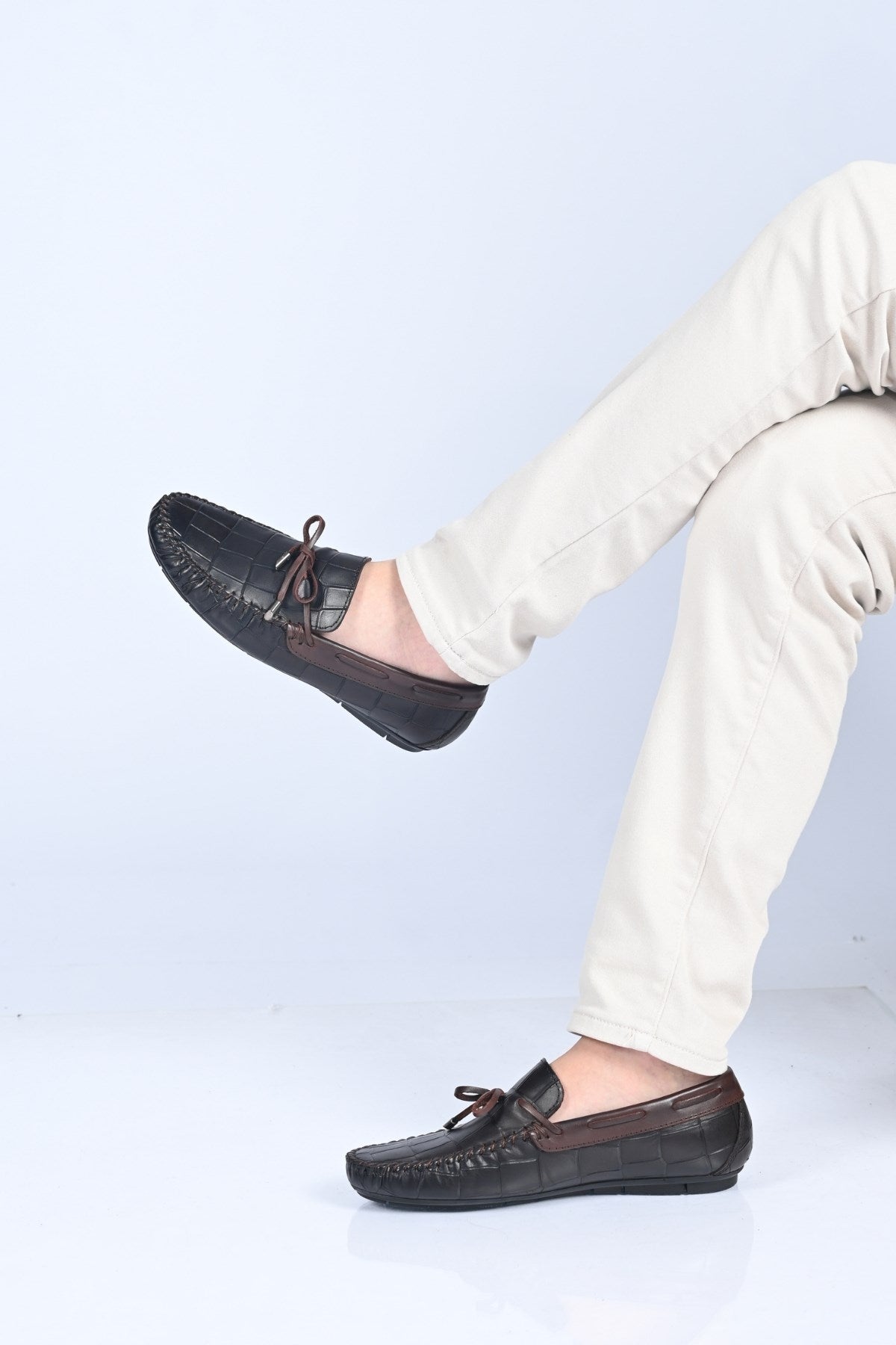 Bestello Slip-On Loafers with Bow, Genuine Leather, Polyurethane Sole, Model 028-2068-26Y Men's Shoes