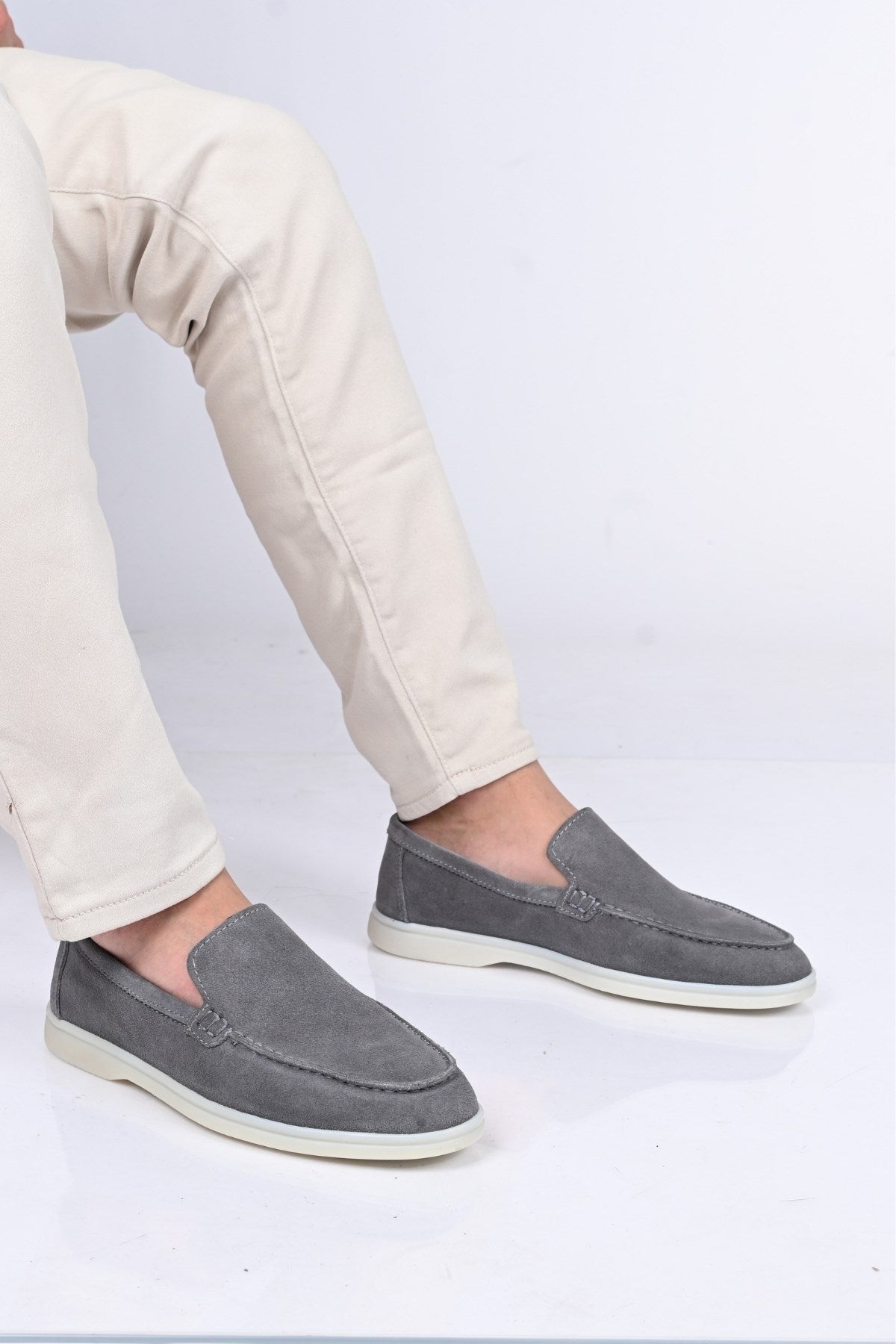 Bestello Slip-On Genuine Leather Loafers with Rubber Sole 028-2000 Men's Shoes