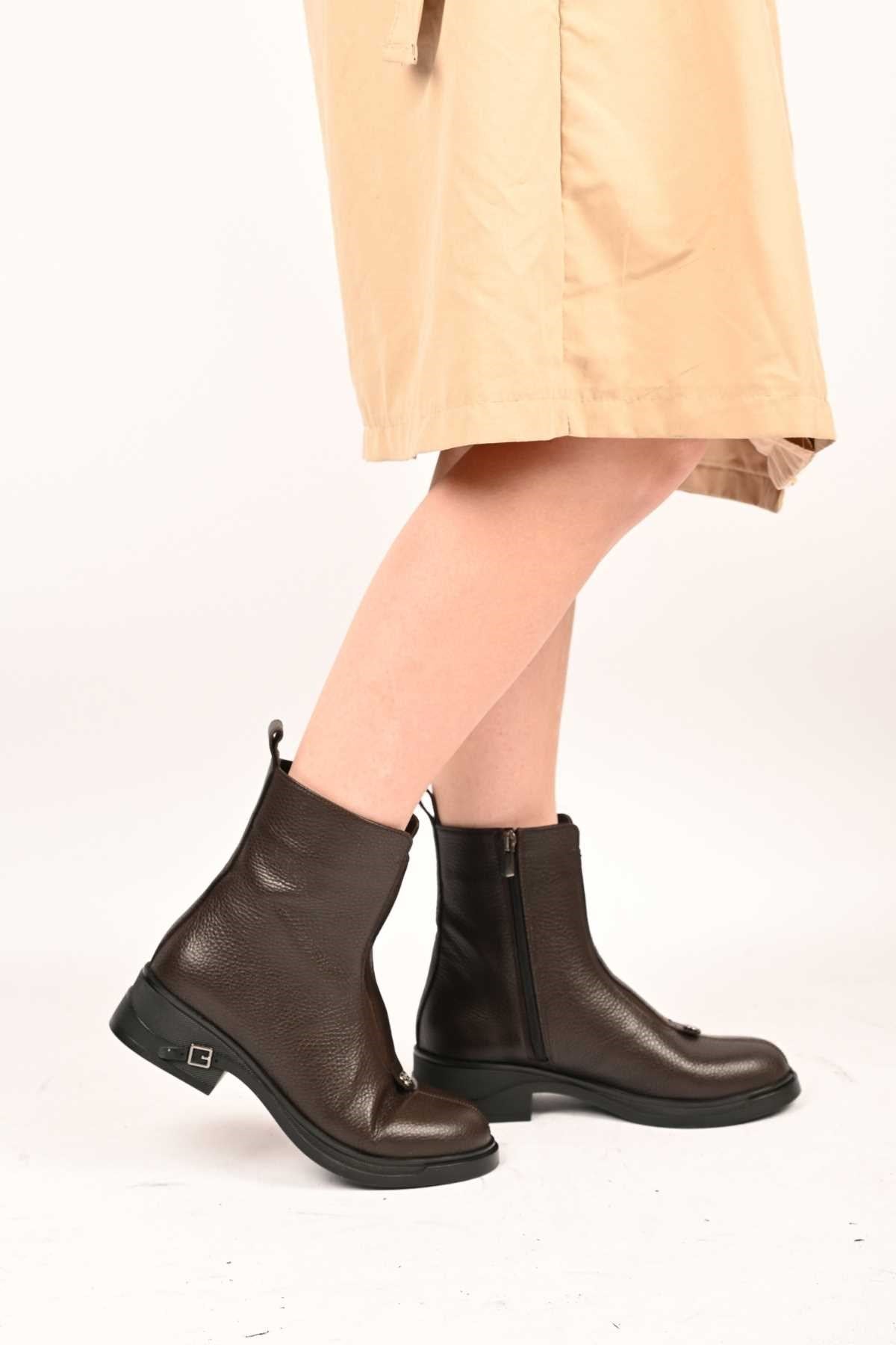 Bestello Slip-On Zip-Up Genuine Leather Casual Boots with Thermo Sole 335-662-17 Women's Boots