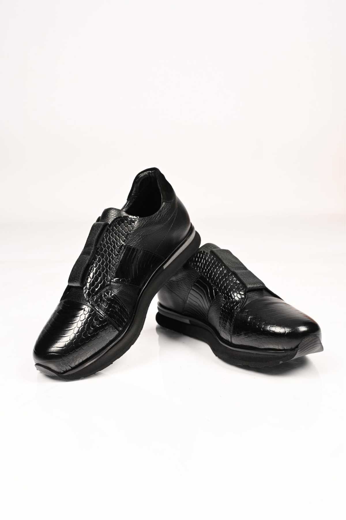 Bestello Men's Genuine Leather Slip-On Sneakers with Elastic EVA Sole 172-64300