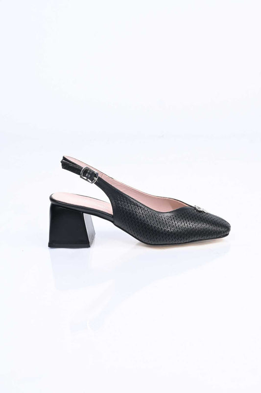 Bestello Genuine Leather Thick-Heeled Shoes with Stapled Neolite Sole 339-337 Women's Shoes