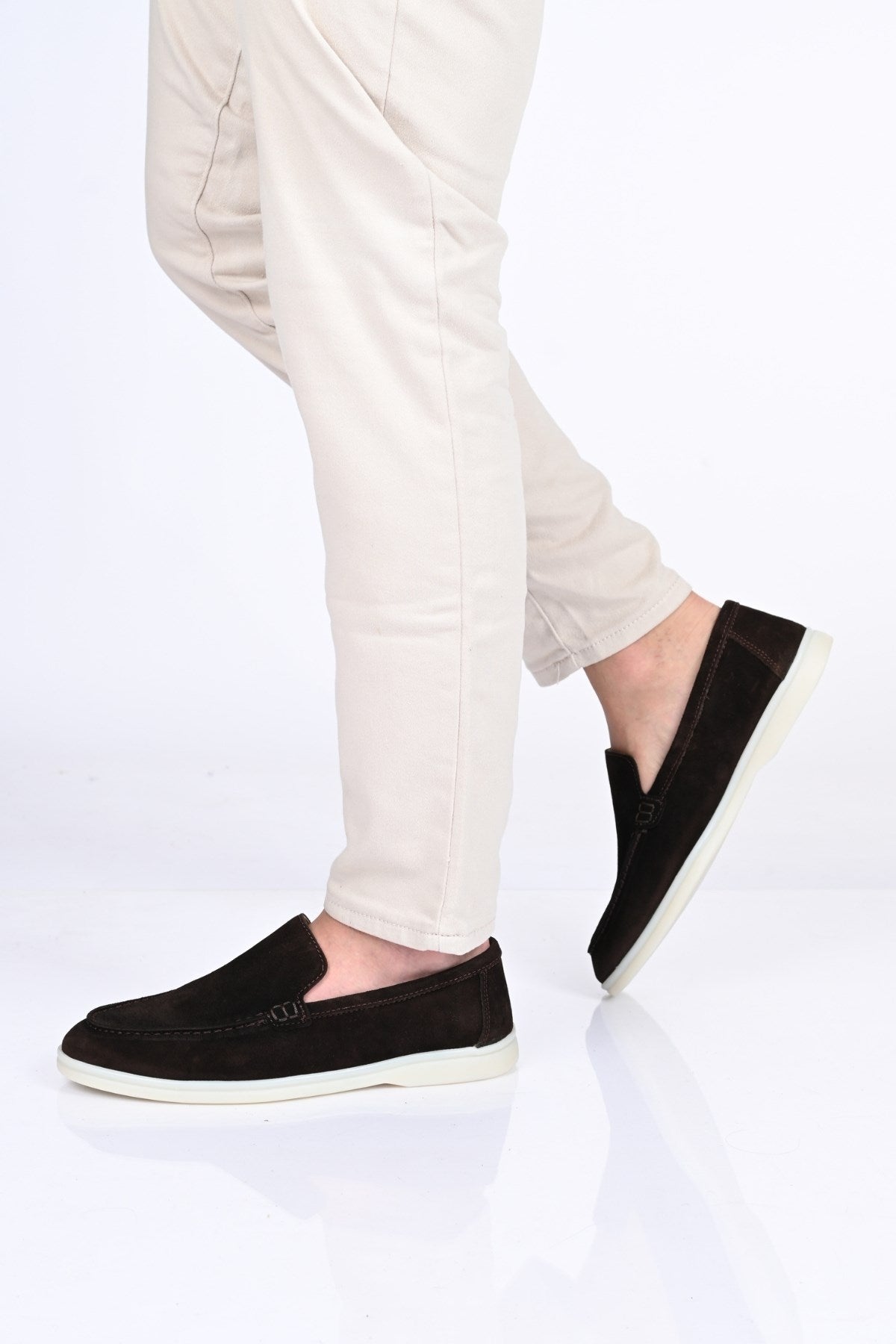 Bestello Slip-On Genuine Leather Loafers with Rubber Sole 028-2000 Men's Shoes