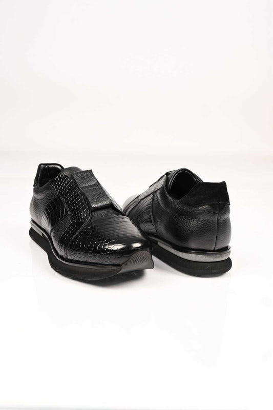 Bestello Men's Genuine Leather Slip-On Sneakers with Elastic EVA Sole 172-64300