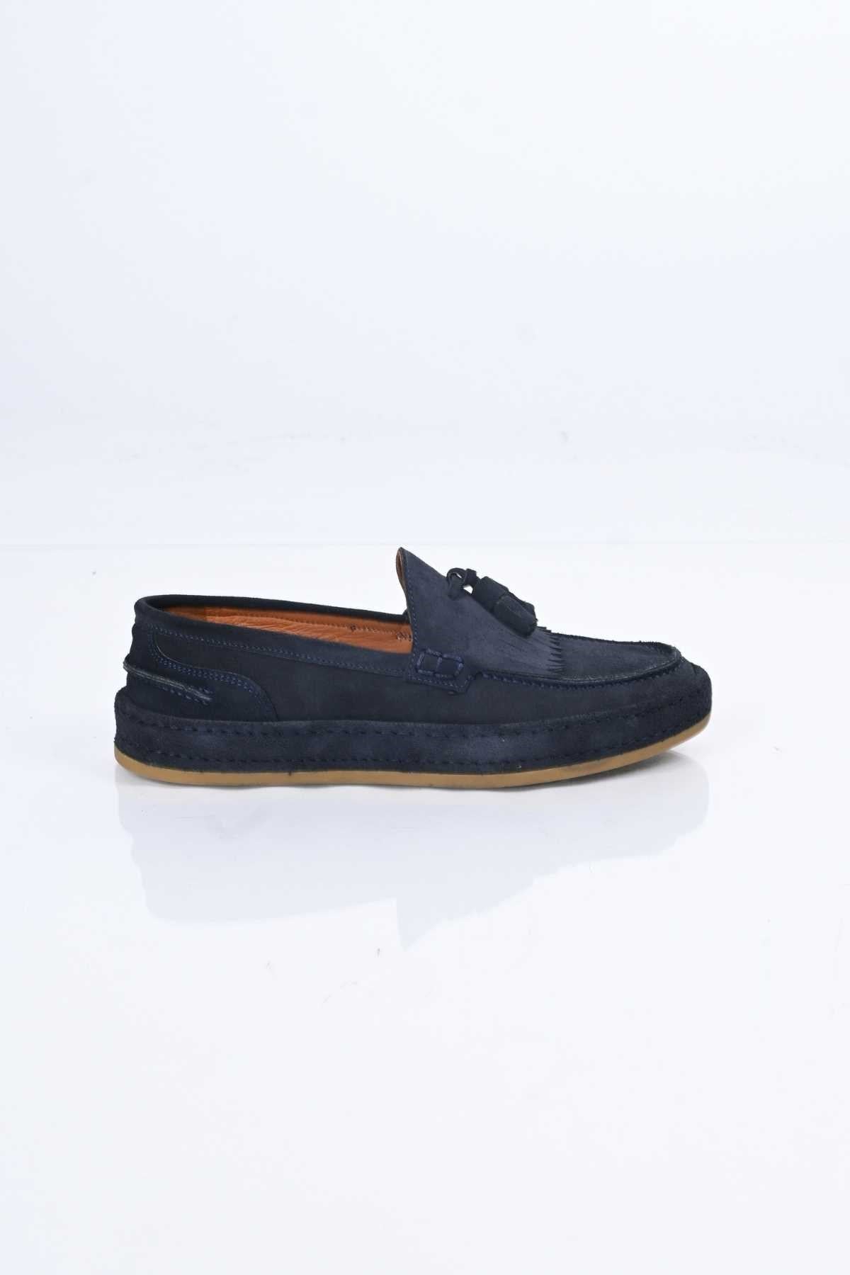 Bestello Laceless Tassel Genuine Leather Loafer with Rubber Sole 174-302 Men's Shoes