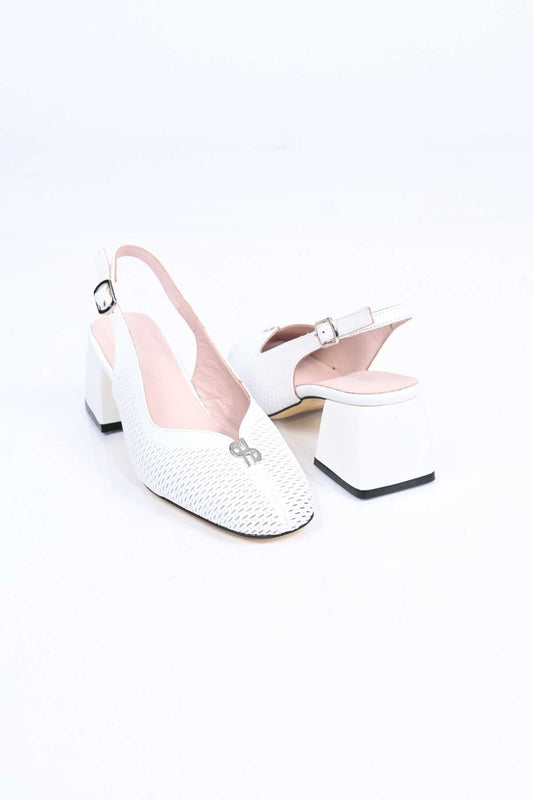 Bestello Genuine Leather Thick-Heeled Shoes with Stapled Neolite Sole 339-337 Women's Shoes