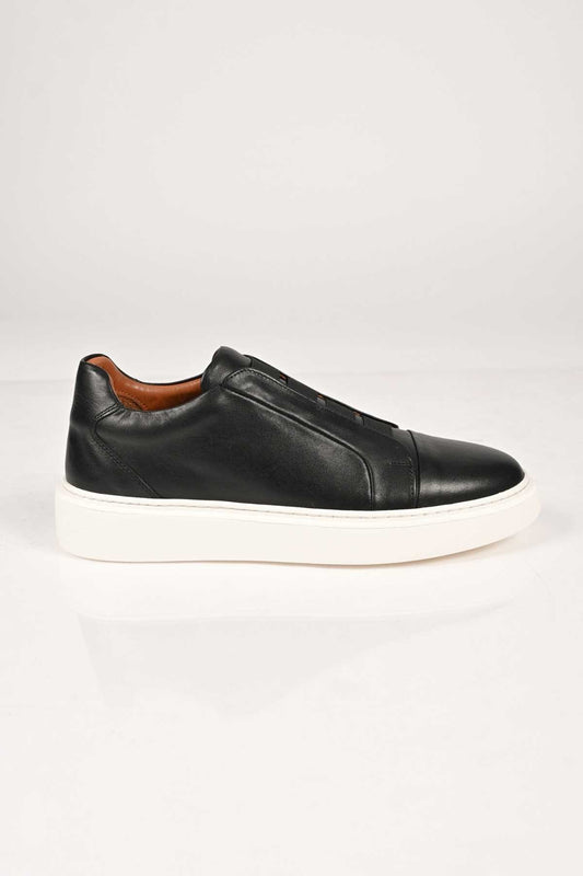 Bestello Men's Genuine Leather Slip-On Sneaker with Elastic EVA Sole 174-24226
