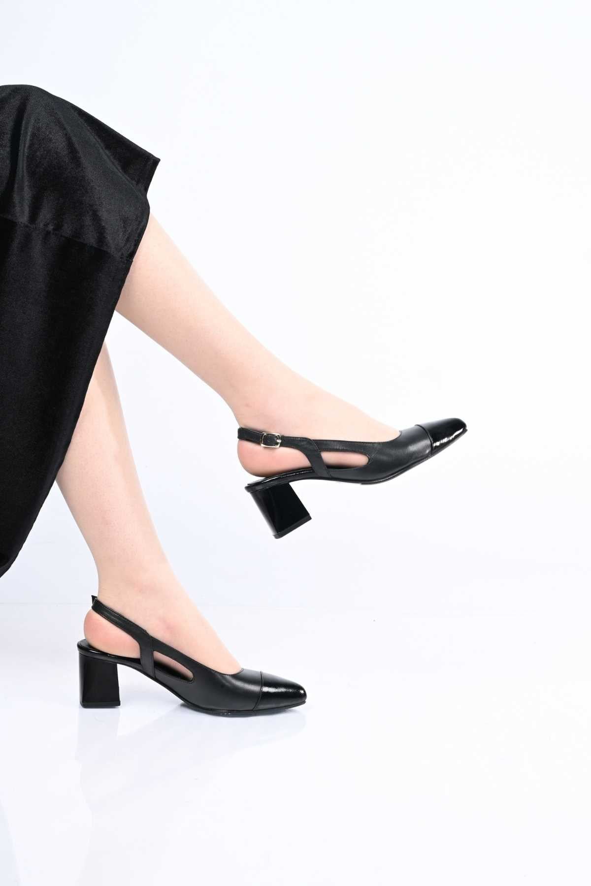 Bestello Genuine Leather Backless Chunky Heel Shoes with Neolite Sole, Slip-On, Women's Shoes 342-535