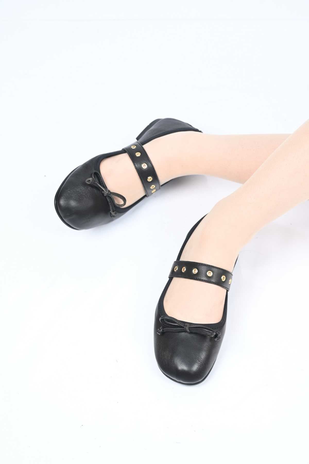 Bestello Genuine Leather Ballet Flats for Women 340-3011 with Bow, Slip-On, TPU Sole