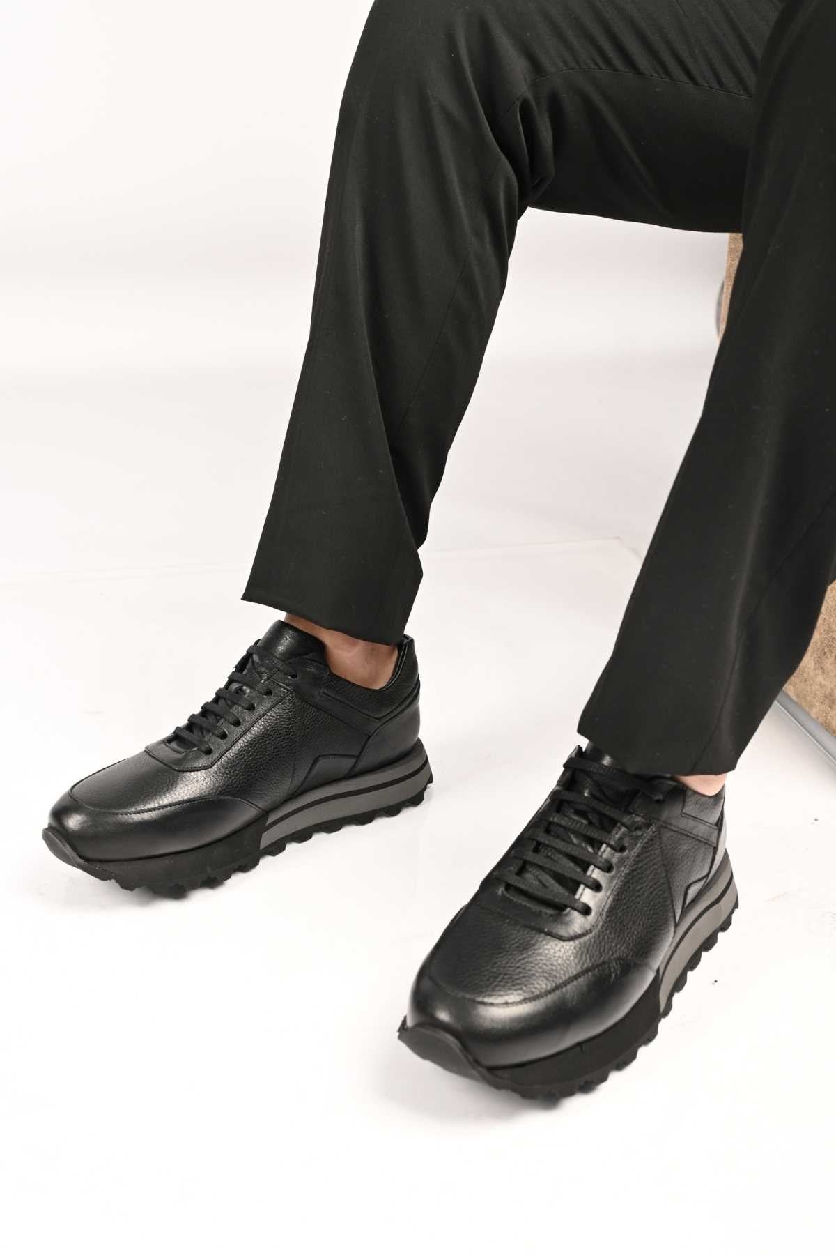 Bestello Lace-Up Genuine Leather Sneakers with EVA Sole 172-64176 Men's Shoes