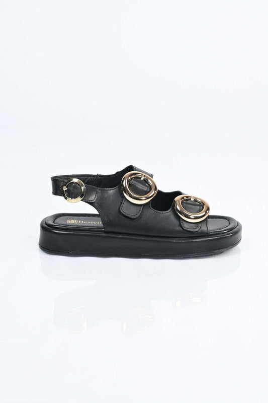 Bestello Slip-On Buckled Poly Sole Genuine Leather Open-Back Sandal 341-1119 Women's Sandal