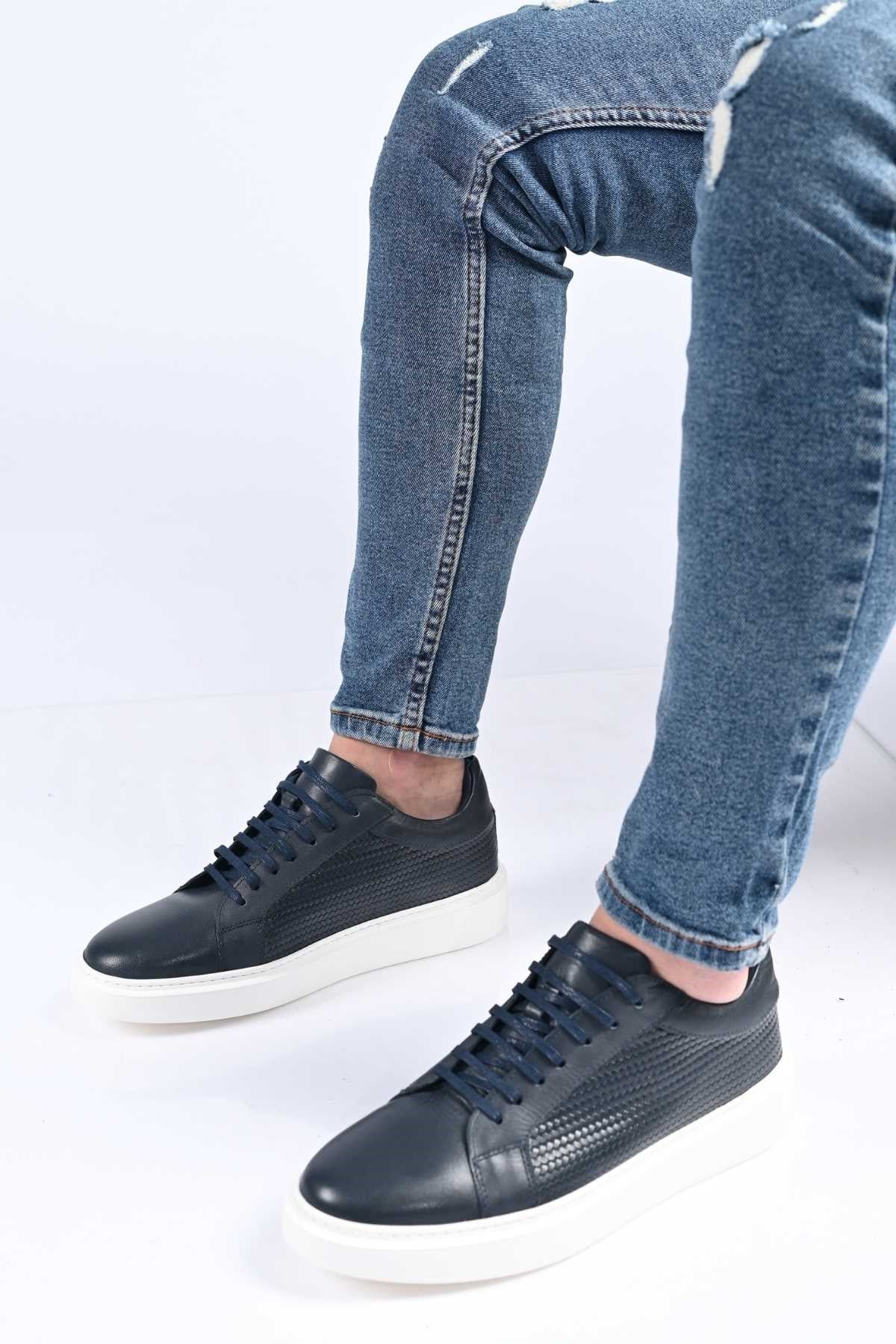Bestello Lace-Up Genuine Leather Sneakers with EVA Sole 174-22053 Men's Shoes