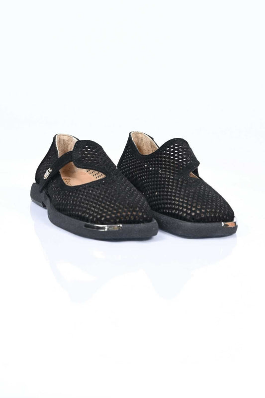 Bestello Slip-On Hook-and-Loop Fastened Shoes with Studs, Buckle Detail, Thermo Sole, Genuine Leather, Everyday Women's Shoes 338-7085