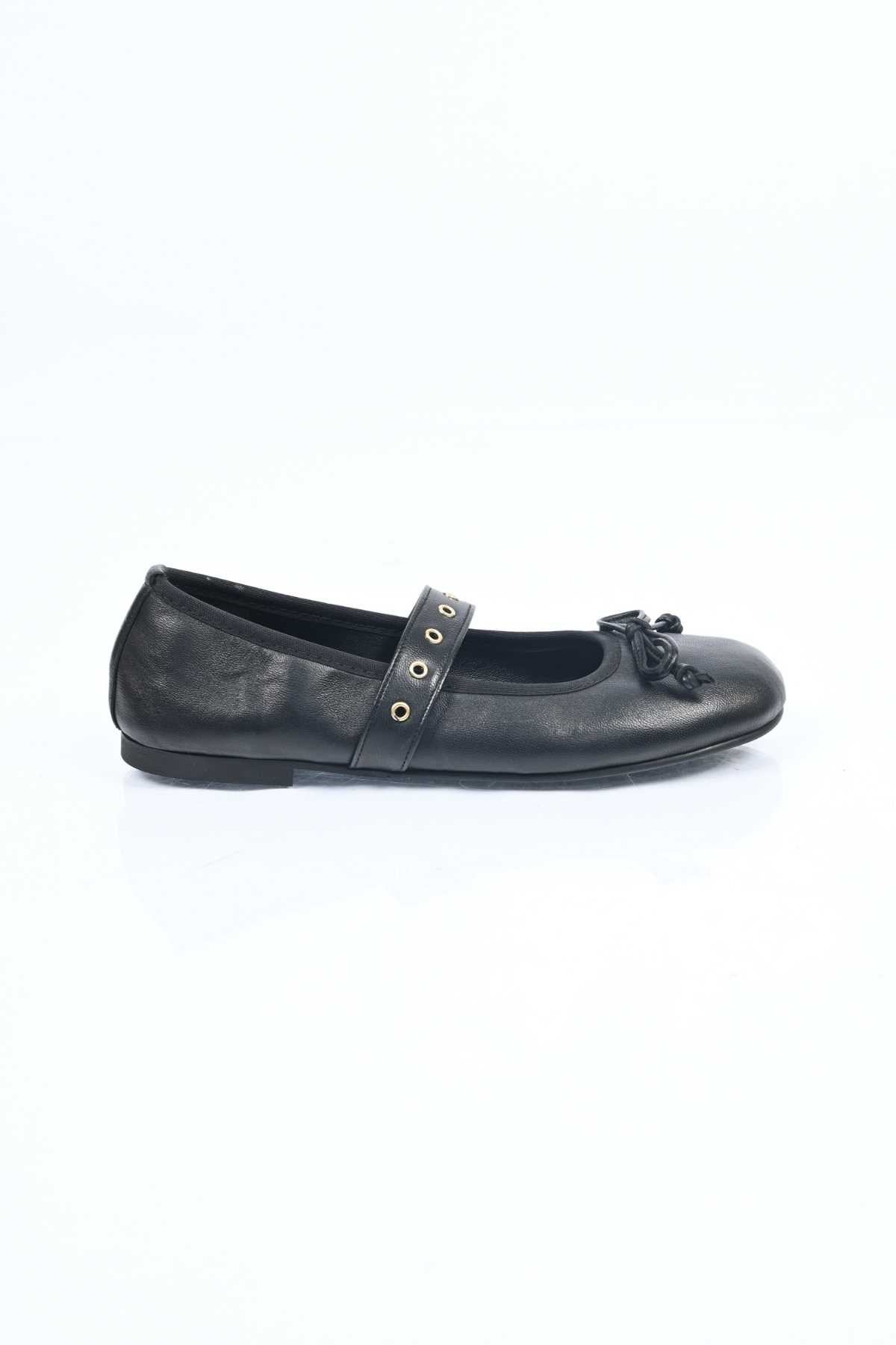 Bestello Genuine Leather Ballet Flats for Women 340-3011 with Bow, Slip-On, TPU Sole