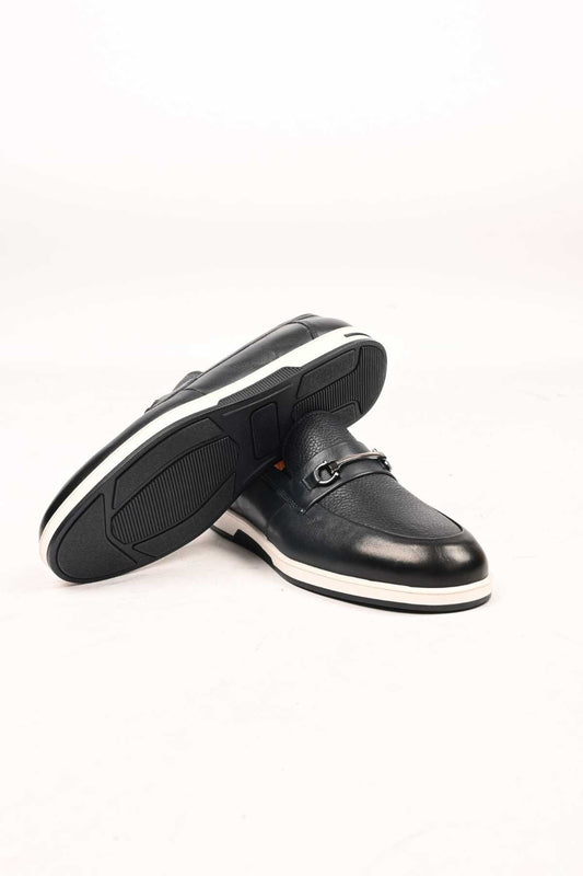 Bestello Slip-On Buckle Loafers with Thermo Sole Genuine Leather 333-5582 Men's Shoes