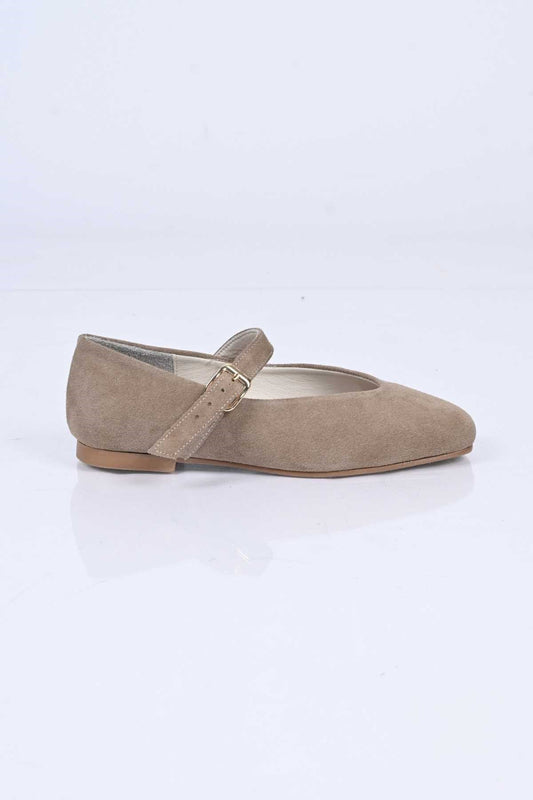 Bestello Genuine Leather Ballet Flats for Women 342-079 with Neolit Sole, Buckled Strap, and Slip-On Design
