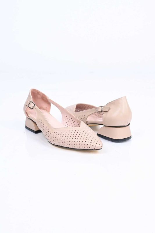 Bestello Genuine Leather Pointed-Toe Shoes with Studded Neolite Sole and Thick Heel 339-330 Women's Shoes