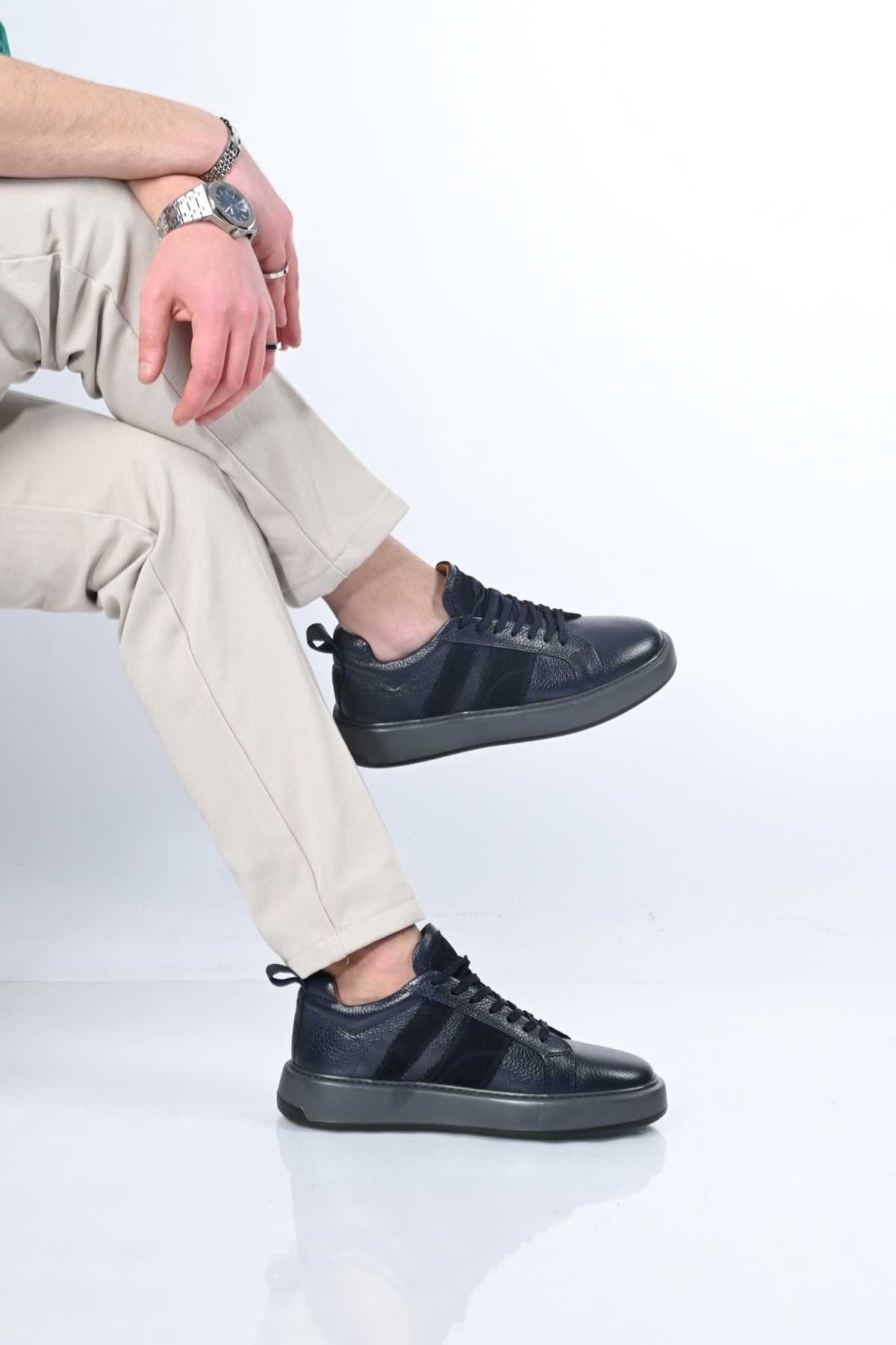 Bestello Lace-Up Genuine Leather Sneakers with EVA Sole 174-22031 Men's Shoes