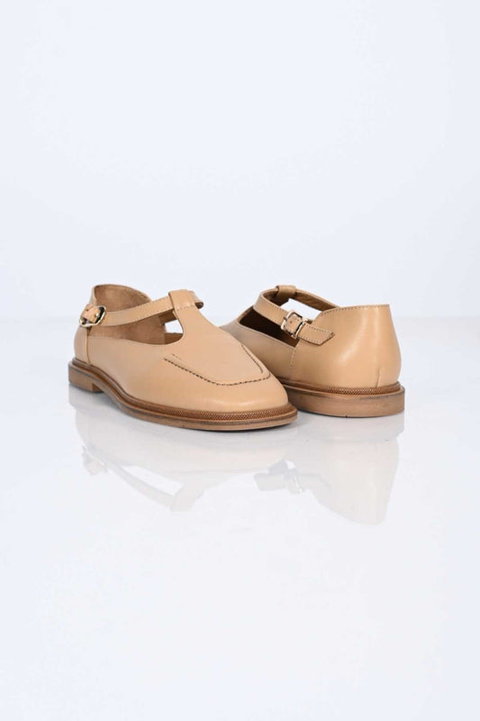 Bestello Women's Genuine Leather Everyday Slip-On Shoes with Belt Buckle Detail and Jurdan Sole 332-26121