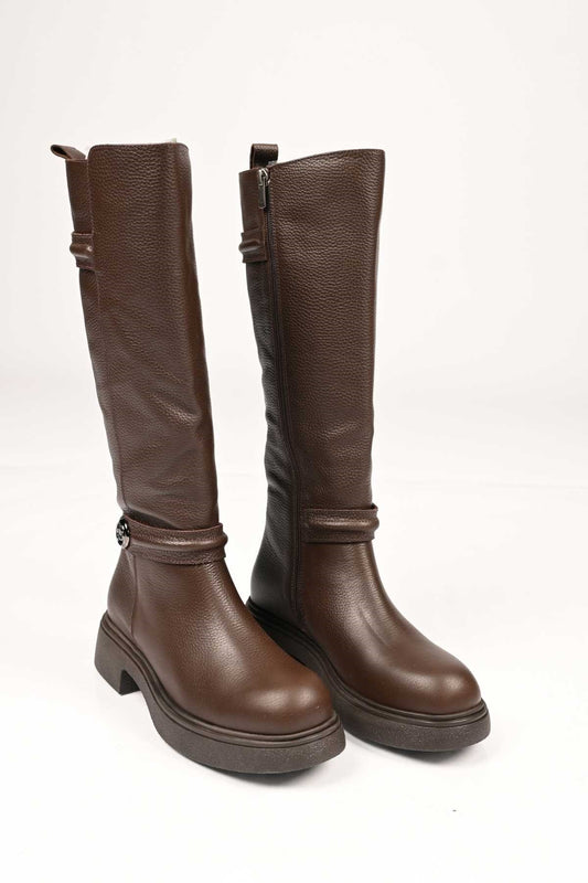 Bestello Women's Genuine Leather Boots with Thermo Sole, Slip-On and Zipper, Model 334-2000
