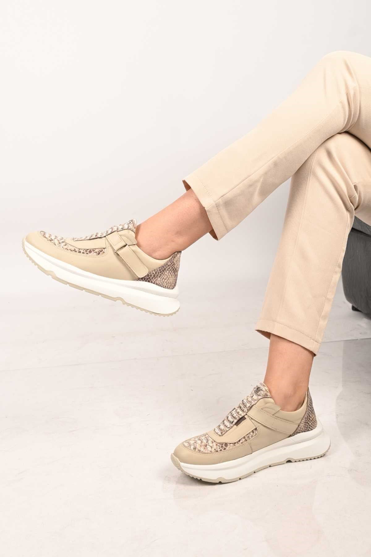 Bestello Slip-On Velcro Genuine Leather Sneakers with EVA Sole 101-8065-05 Women's Shoes