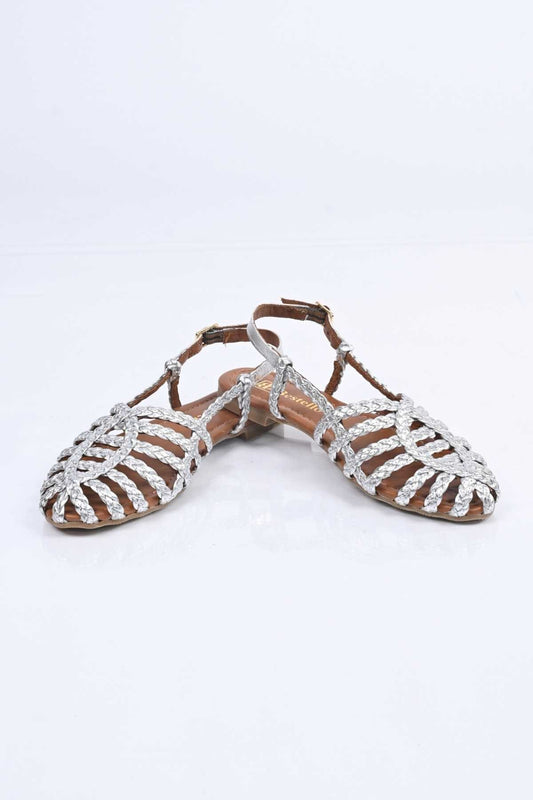 Bestello Braided TPU Sole Genuine Leather Backless Sandals 344-114-251607 Women's Sandals