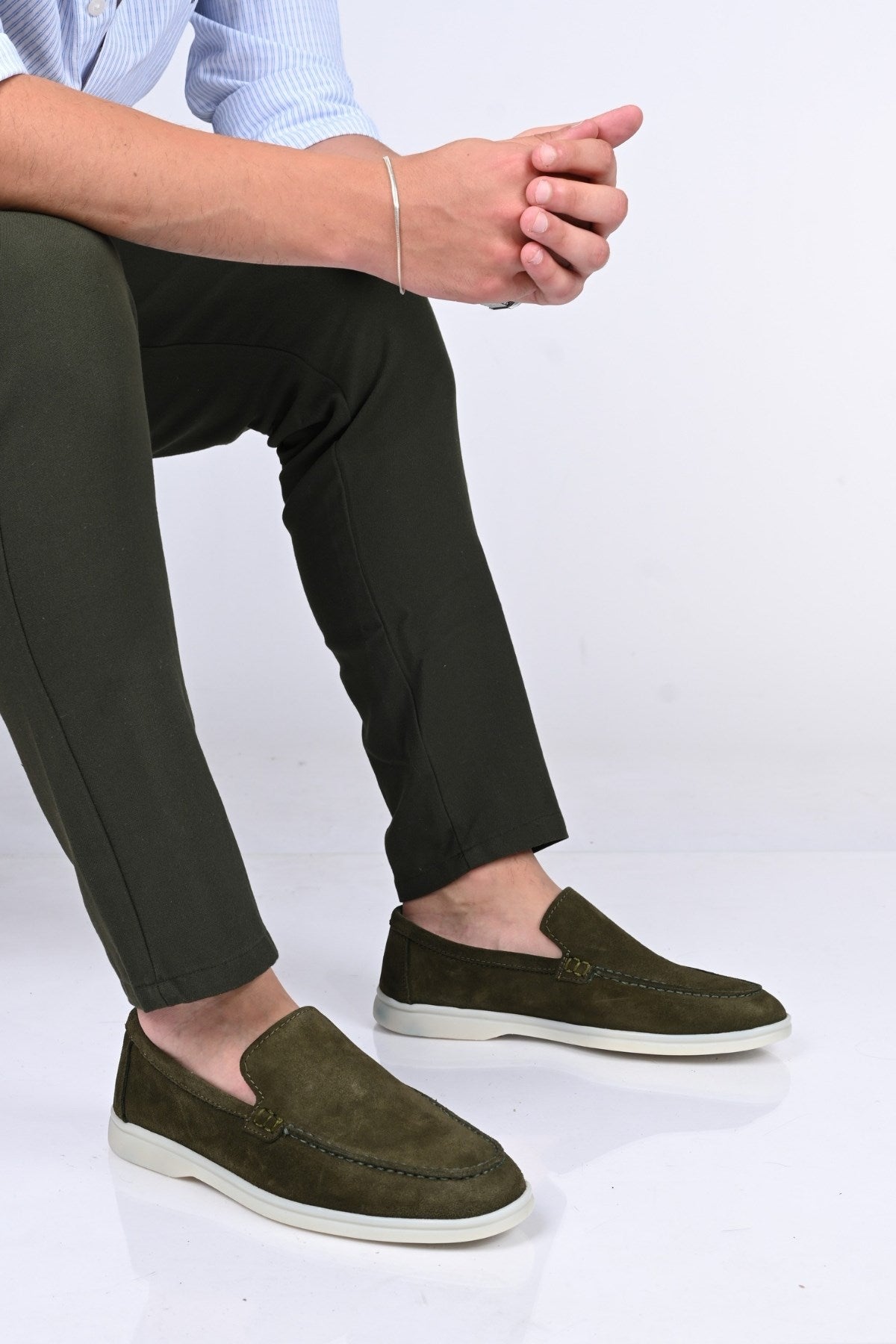Bestello Slip-On Genuine Leather Loafers with Rubber Sole 028-2000 Men's Shoes