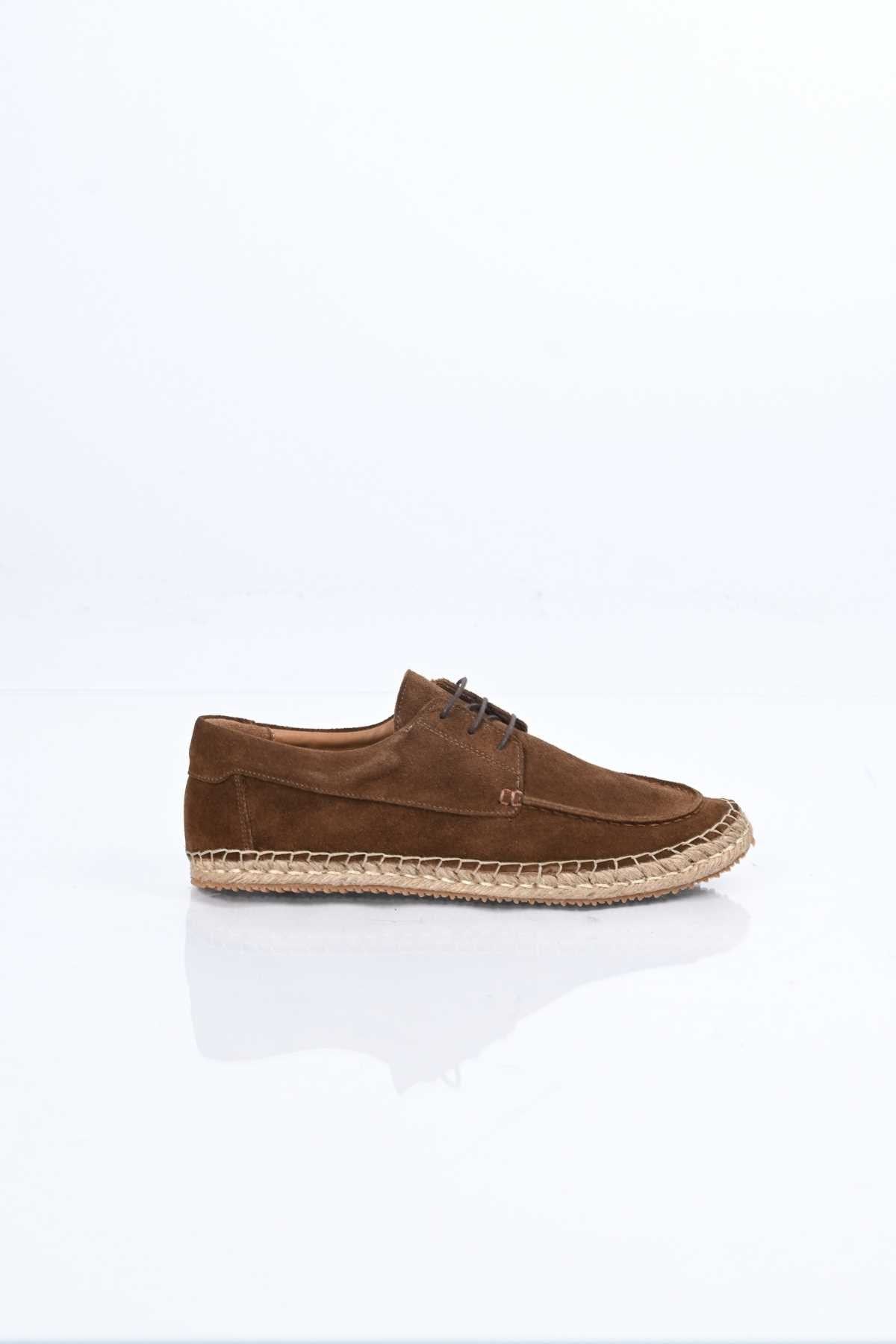 Bestello Lace-Up Rubber Sole Genuine Leather Loafers with Woven Detail 333-1893 Men's Shoes