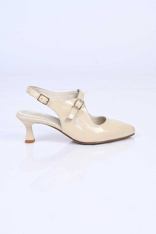 Bestello Slip-On Genuine Leather Open-Back Pointed-Toe Stiletto Heel Shoes with Neolite Sole 342-561 Women's Shoes