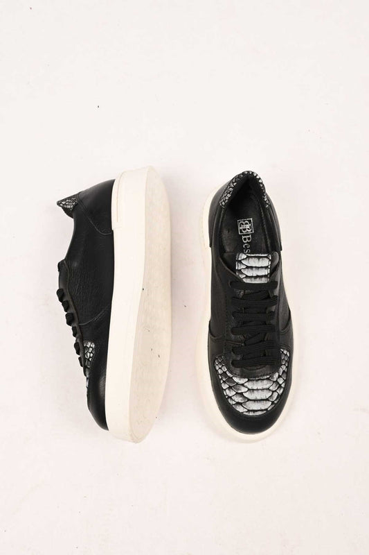 Bestello Lace-Up Genuine Leather Sneakers with Thermo Sole 101-FARBI-52 Women's Shoes