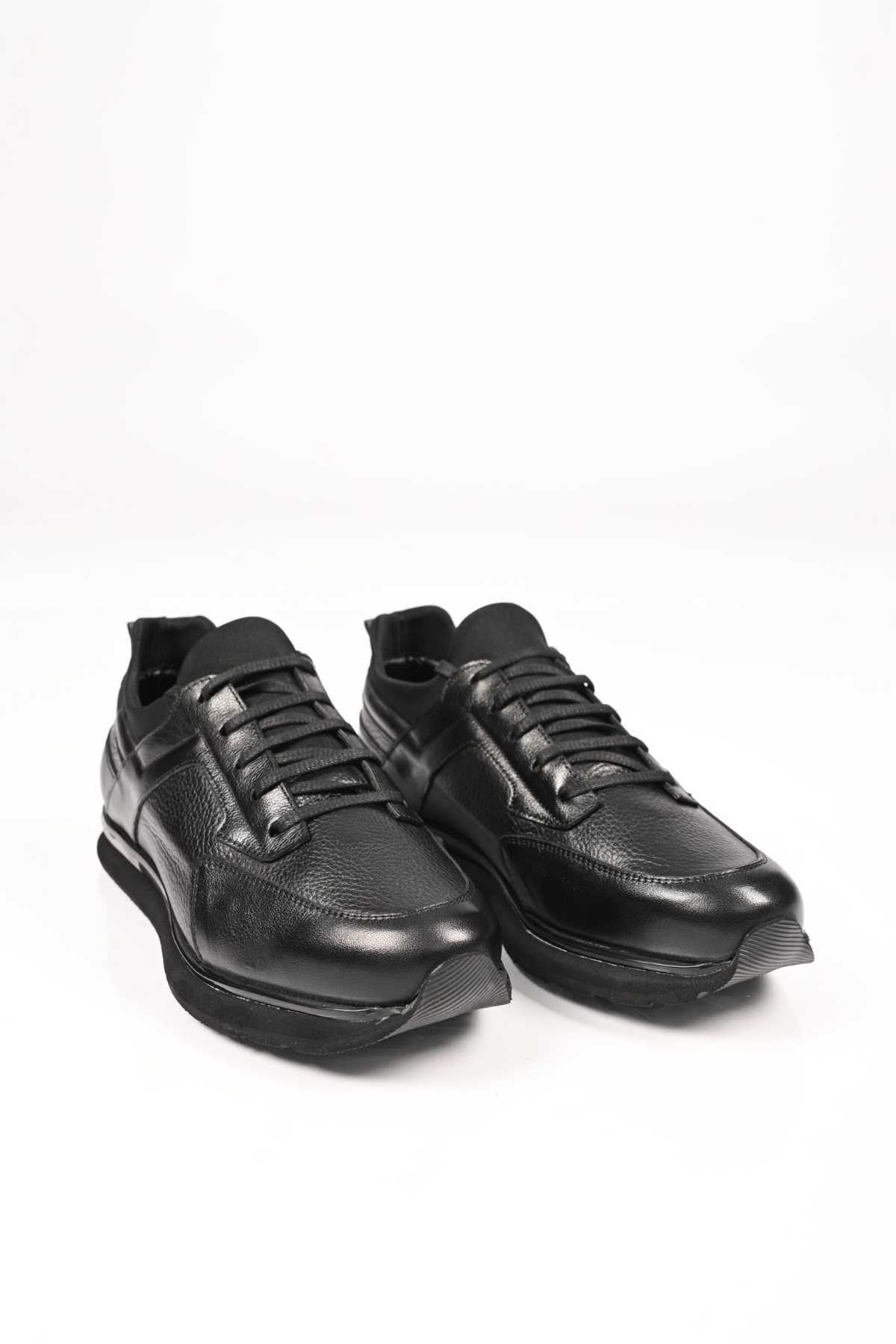 Bestello Lace-Up Genuine Leather Sneakers with Stretch Details and EVA Sole 172-64250 Men's Shoes
