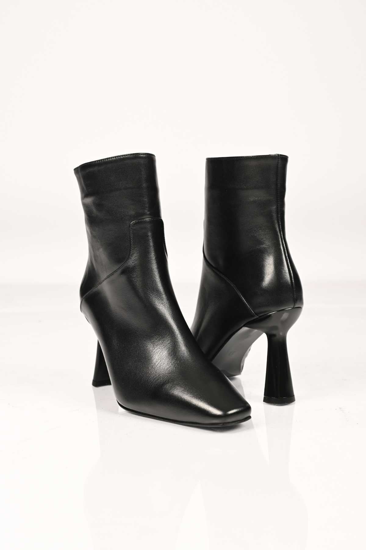 Bestello Women's Genuine Leather Slip-On Zip-Up Neolite Sole Slim High-Heel Ankle Boots 337-1201 Women's Boots