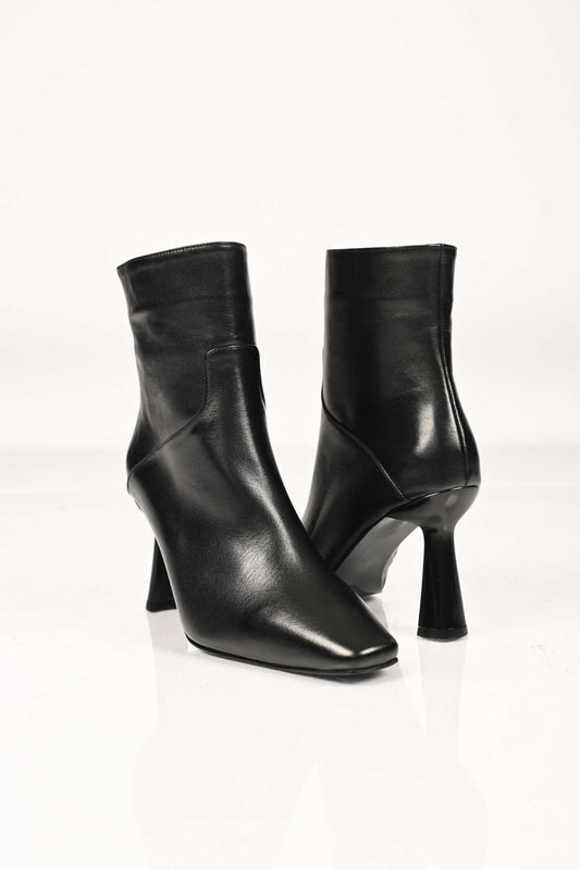 Bestello Women's Genuine Leather Slip-On Zip-Up Neolite Sole Slim High-Heel Ankle Boots 337-1201 Women's Boots