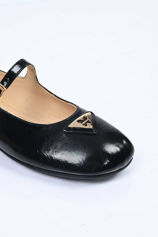 Bestello Slip-On Buckled Genuine Leather Ballet Flats with TPU Sole 340-3022 Women's Ballet Flats