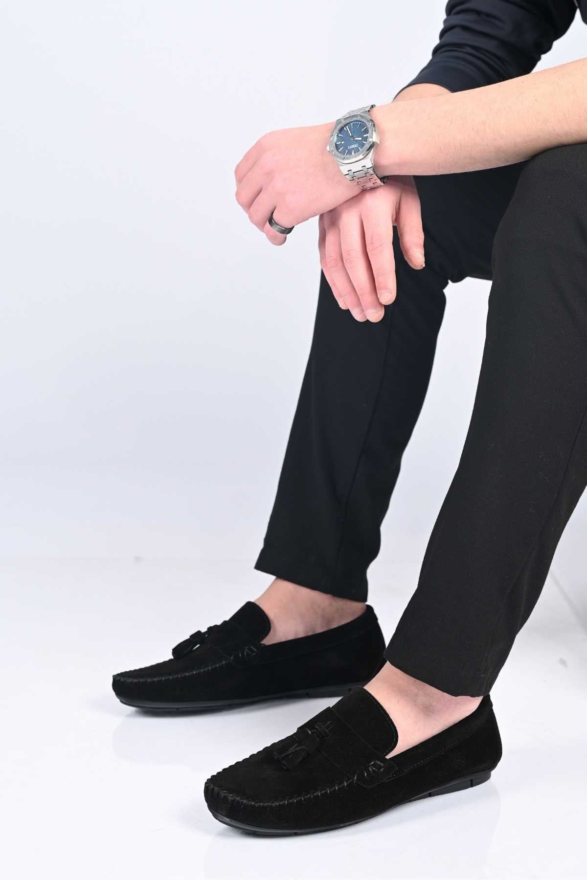 Bestello Genuine Leather Loafers for Men, Slip-On with Tassels and Polyurethane Sole, Model 028-2022-26Y