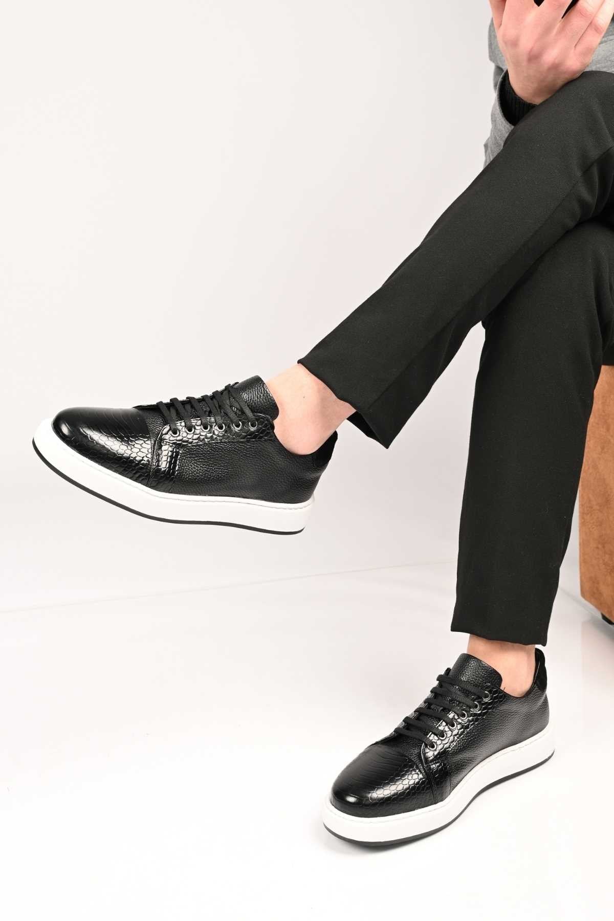 Bestello Lace-Up Genuine Leather Sneakers with EVA Sole 172-64340 Men's Shoes